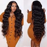 Uveous 28 Inch Wear and Go Glueless Wigs Human Hair Pre Plukced Pre Cut 5x5 Hd Lace Closure Wigs Human Hair for Women 180% Density Ready to Wear Glueless Body Wave Lace Front Wigs No Glue Wigs
