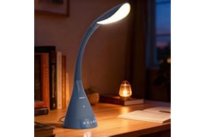 AlatinGlow All-in-One Desk Lamp | Touch Control & Wireless Charger, 360° Gooseneck Adjustable, 5-Level Dimmable + 5 Color Mod