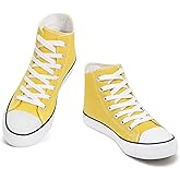 Womens High Top Canvas Sneakers, Lace up Fashion Tennis Shoes for Women Casual Classic Walking Shoe for Everyday Wear