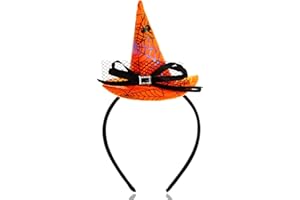 OARKIVE Witch Headband Witches Hat Headband Halloween Small Mini Witch Hat Costume Hat Tiny Spiderweb Cute Witches Headpiece for Women Adult