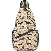 Biunnru Dachshund Sausage Dogs Sling Daypacks Crossbody Backpack Chest Bag Lightweight Shoulder Bag Travel Hiking Cycling For Men Women