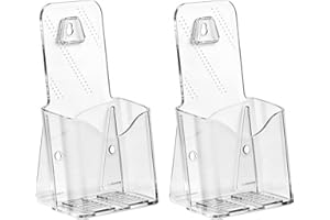 Acrylic Brochure Holder, 2-Pack Plastic Trifold 4 Inches Wide Pamphlet Holder Wall Mount/Countertop Organizer for Display Fly