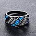 Junxin Top 10 KT Black Gold Plated Wave Ring,Women and Man Wedding Engagement Promise Rings,blue opal Cross rings to Show You Unlimited Beauty and Self confidence