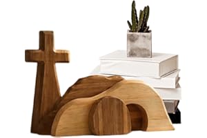 Empty Tomb Easter Scene - 23cm Christian Resurrection Display, Mini Religious Figurine Set With Stone Cave Cross And Jesus Re
