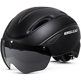 KINGLEAD Adult Bike Helmet, Magnetic Visor, Adjustable Fit | Detachable magnetic visor, goggle-style lens shield, rear dial adjustment, adult fit,Commuting, Road, E-Bike and Scooter