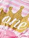 NNJXD Girl Shinny Stripe Baby Girl Sleeveless Printed Tutu Dress Size (80) 10-12 Months Gold&Pink