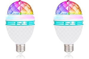 IAGBIBUI Disco Ball Light Bulb, 3w E27 RGB Color Rotating Bulb Led Party Bulbs, Magic Ball Light for for Disco, Holiday, Birthday, Club, Halloween, Christmas, Bar, Indoor & Outdoor(2 Pack)