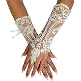 Specell Gothic Long Lace Fingerless Gloves Women's Fingerless Lace Sequins Glove For Wedding Prom Tea Party Glove Accessories