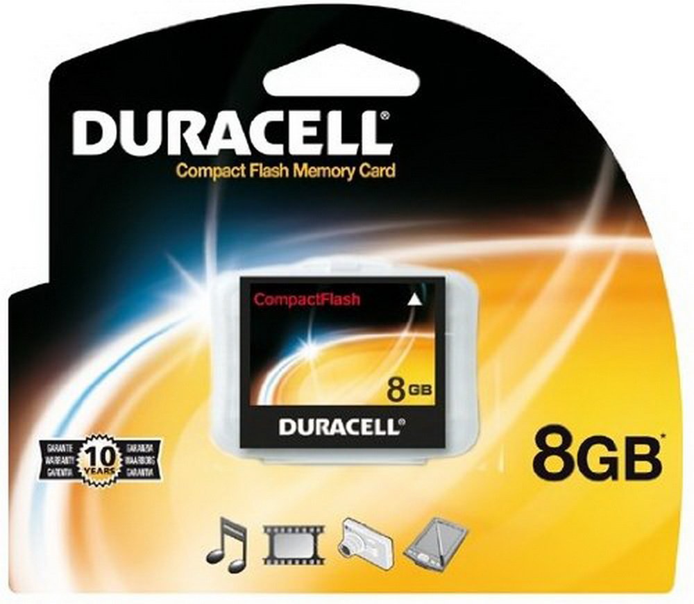 Duracell 8GB CompactFlash 8GB CompactFlash memory card - memory cards (CompactFlash, Black, Dust resistant, Scratch resistant, Shock resistant, Blister)