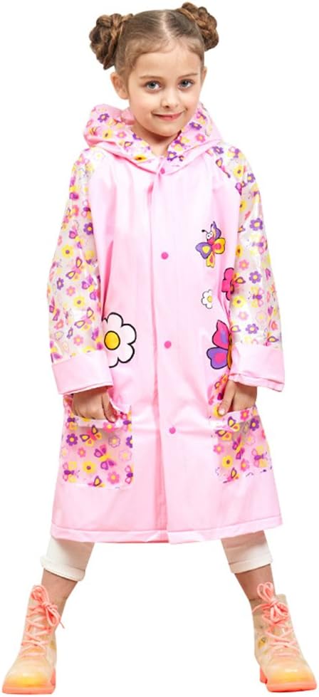 TLAENSON Girls Rain Jacket Animal Printed Raincoats with Hood and Backpack Position