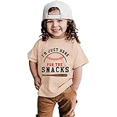 AFUKUIA Toddler Baby Boy Girl Baseball Shirt Im Just Here for The Snack T Shirt Kids Summer Short Sleeve Game Day Outfit
