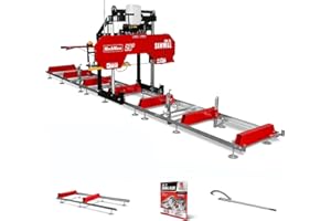MechMaxx 26" inch Portable Sawmill (5x Blades Included), 420cc 15HP E-Start Gasoline Engine, 22" Board Width, 20' Track Length (6.6' Track Extension Included), Model SM-26