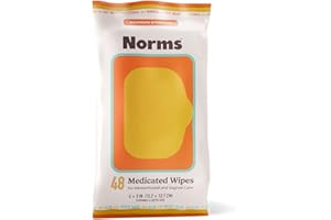 Norms Medicated Hemorrhoid Wipes with Witch Hazel and Aloe, Soothing Flushable Wipes for Itching, Burning & Swelling Relief, Hypoallergenic & Fragrance Free - 48ct (Pack of 1)