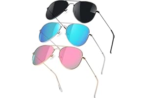SEKKAF Polarized Aviator Sunglasses for Boys Girls Classic Lightweight Metal Frame Sun Glasses UV400 Protection Lens