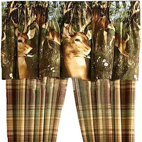 Hunting Lodge Whitetail Deer Trophy Buck 20" w x 84" l Valance (ONLY) Wildlife Window Treatment