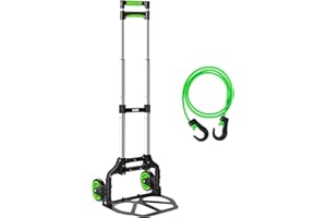 Dolly Cart Extended Handle Folding Hand Truck Dolly by Teprovo, Foldable Hand Cart Height 43.3 in Load 175 lb, Lightweight Foldable Hand Truck for Indoor and Outdoor Transport Moving.