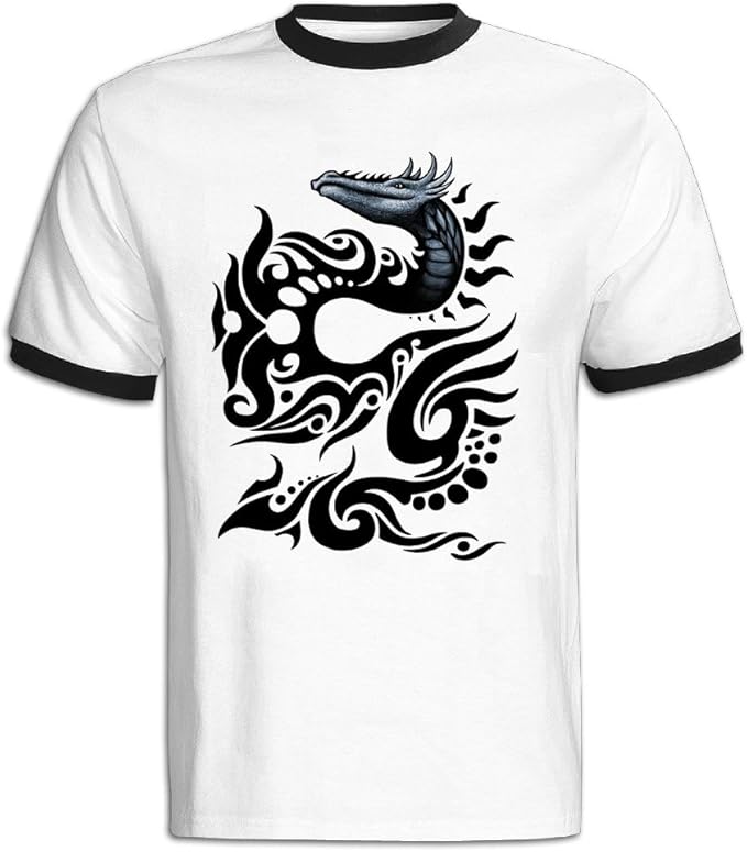 BlueSage Men's Black Dragon TShirt XXL Black Clothing