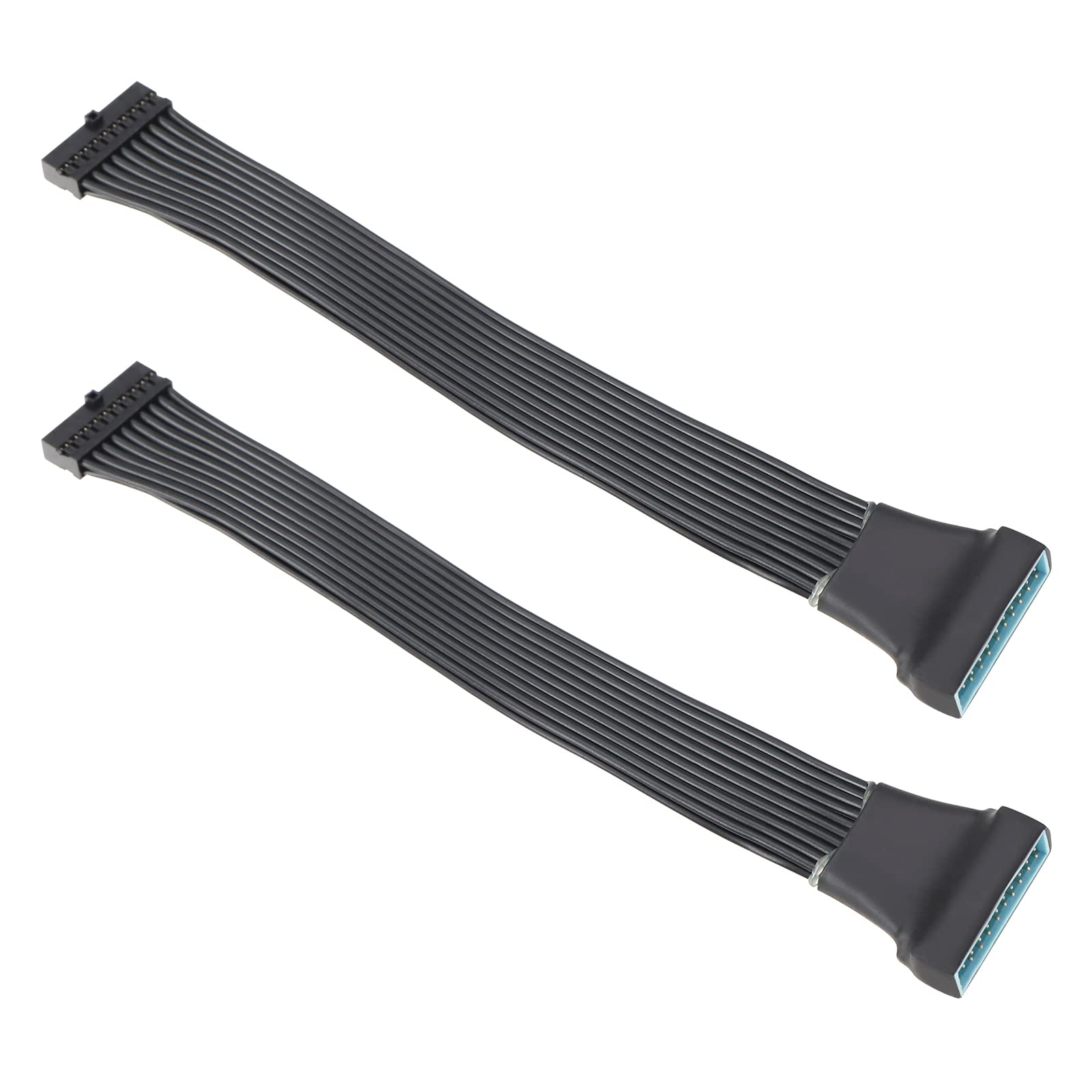 EMSea 2Pcs USB3.0 20 Pin Male to 19 Pin Female Extension Cable USB3.0 20 Pin to 19 Pin Cables USB 3.0 Low Profile Extender for Motherboard