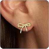 Txdvbls Gold Earrings for Women - Hypoallergenic Small Bow Knot Studs, Silver Snowflake Earrings, Dainty Everyday Earrings for Sensitive Ears