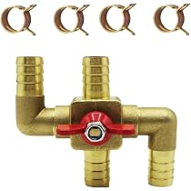 thumbnail image 2 of 3/4" Solid Brass 4-Way Manual Heater Control Valve For Cars - 19mm Barb, Includes 4 Clamps, Bypass & Improve Cooling 2 of 14