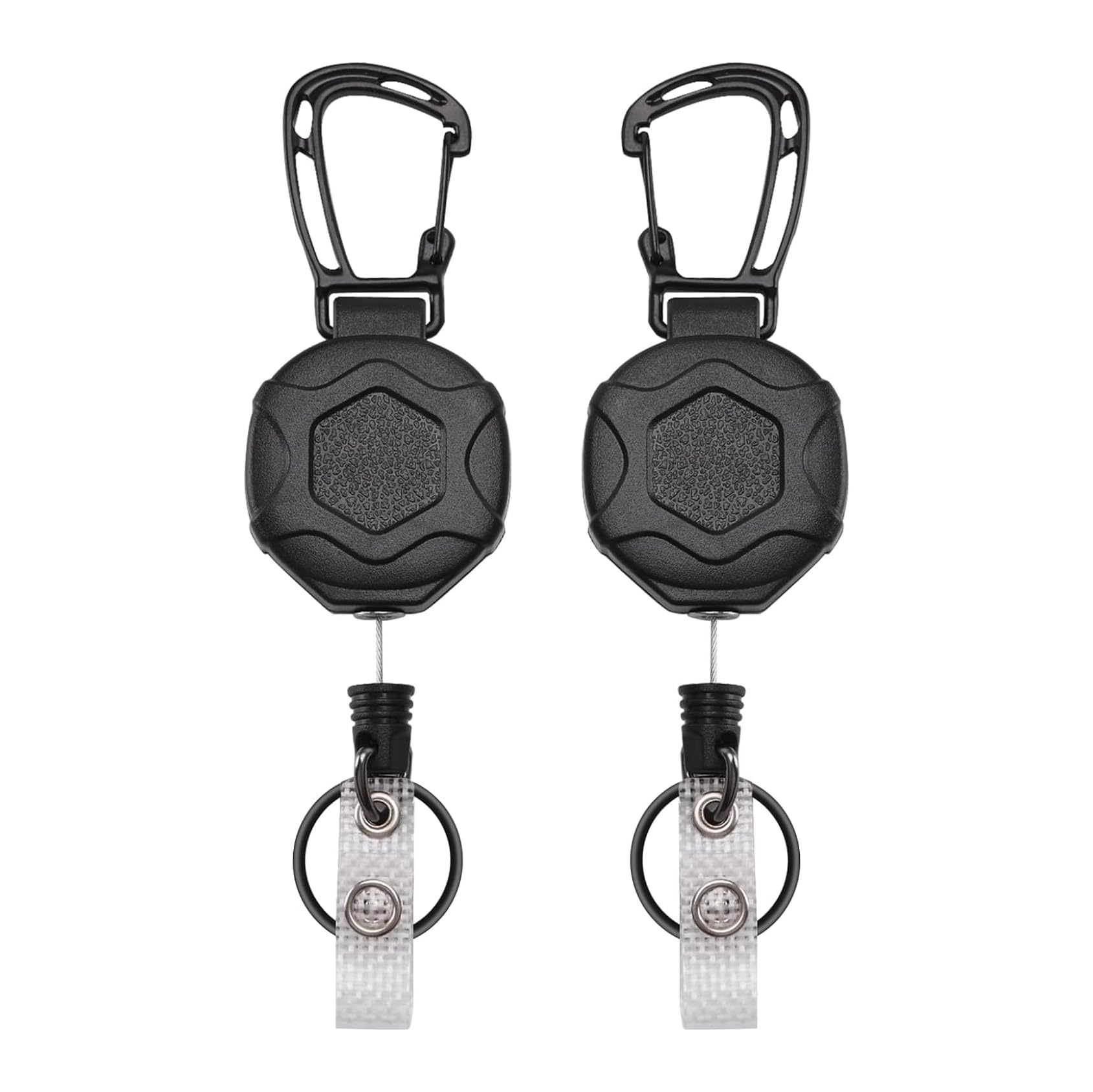 Retractable Keychain, 2 Pack Heavy Duty Retractable Keyring Extendable Badge Reels Key Lanyard Belt Clip Badge Holder Pull Reel Black