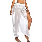 American Trends Womens Swimsuits Cover Up Pants for Women Ruffle High Waist Swimwear Pants Sheer Beach Bikini Bottoms