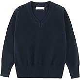 Boys & Girls V-Neck School Uniform Sweater Long Sleeve Pullover Knit Tops for Kids 4-15 Years