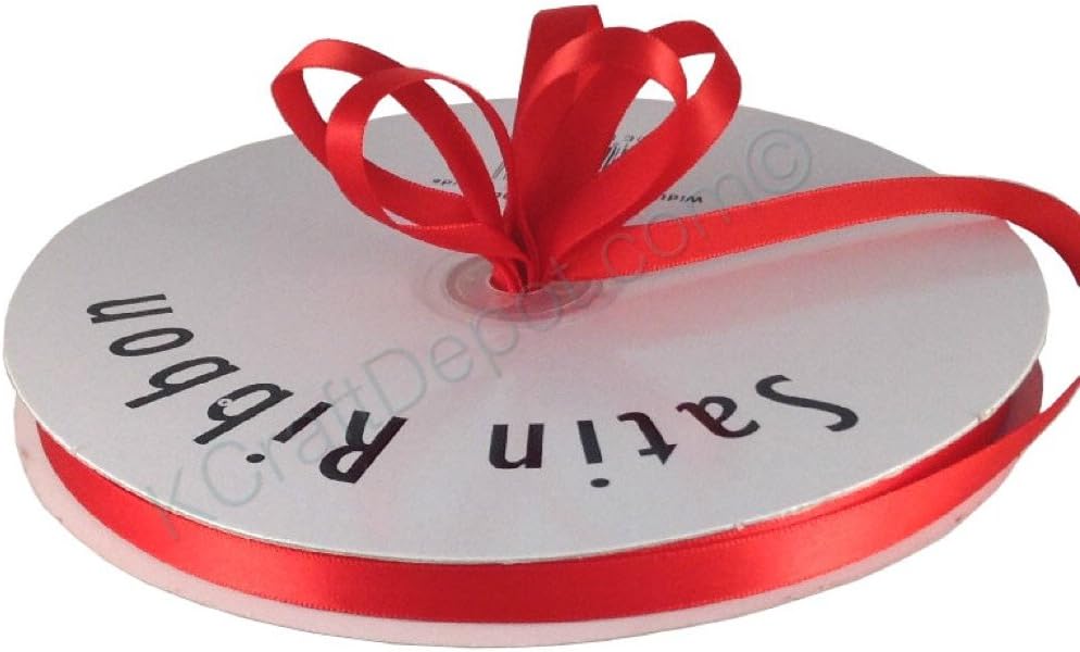 1/4"(6mm) Satin Ribbon Single Faced 100 Yards - Red