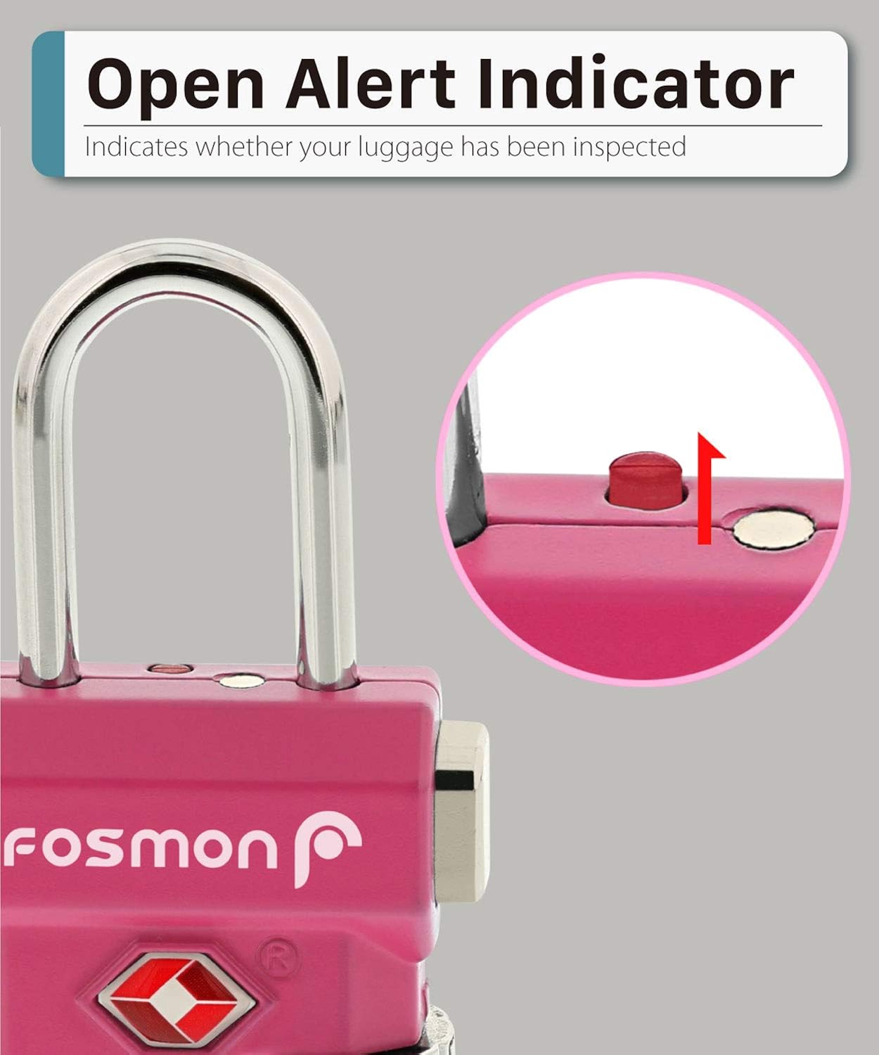  | Fosmon TSA Approved Luggage Locks, (4 Pack) Open Alert Indicator 3 Digit Combination Padlock Codes with Alloy Body and Release Button for Travel Bag, Suit Case and Luggage - Blue, Pink, Silver, Black | Luggage Locks
