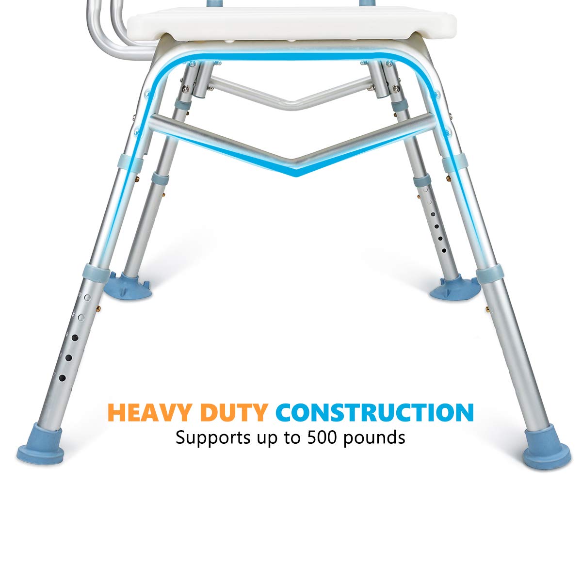 OasisSpace 500lb Tub Transfer Bench for Bathtub, Heavy Duty Bath & Shower Transfer Bench with Backrest, Shower Chair Seat Stool Bath Chair for Elderly Seniors, Non-Slip