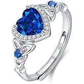 Accver Celtic Sterling Silver Birthstone Ring for Women, Adjustable Size Trinity Knot Heart Design 925 Silver January Garnet Ring, Meaningful Birthday Gift for Girlfriend, Wife, Mom