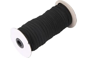 KINMINGZHU 70-Yards Length 1/4" Width Black Braided Elastic Cord/Elastic