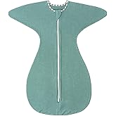 ZIGJOY Shark-Fin Transitional Swaddle for Newborn - 0.5 Tog Rayon Made from Bamboo Transition Swaddle Sleep Sack 3-6 Months Baby Arms Up Swaddle Blanket with 2-Way Zipper, Mint Green