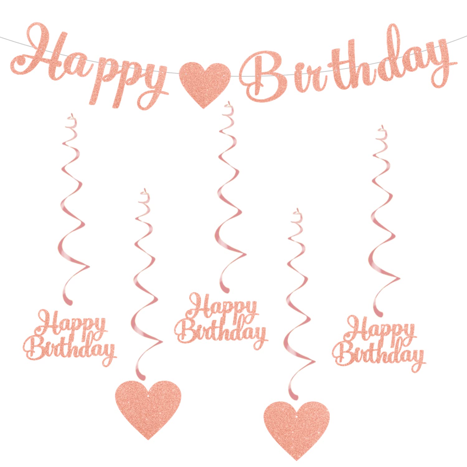 Happy Birthday Decoration Kit Happy Birthday Banner with Hanging Swirls Birthday Party Decorations Supplies