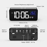HOMVILLA Digital Alarm Clock with Large LED Mirror Display, Dual Alarms, USB view 2