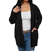 weijalle Womens Cardigan Sweaters Plus Size Open Front Long Sleeve Cardigan with Pockets for Women Lightweight Trendy 1X-5X