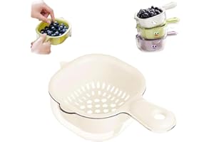 HELLORSO Small Fruit Colander,Fruit Rinser Strainer Container Dual-Layer Vegetable Cutting and Draining Basket,Watermelon Bow