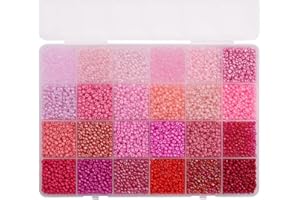 2mm Seed Beads Jewelry Making Kit Small Round Craft Beads Grid Storage About 40000pcs Elastic Thread Needles Red