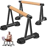 Dolibest Push Up Bar, 12'' High Parallettes Bars with Wooden Handles, Stable and Comfortable Calisthenics Equipment, Suitable for Handstand, L-Sit, Dip Bar, Strength Training for Indoor Outdoor Use