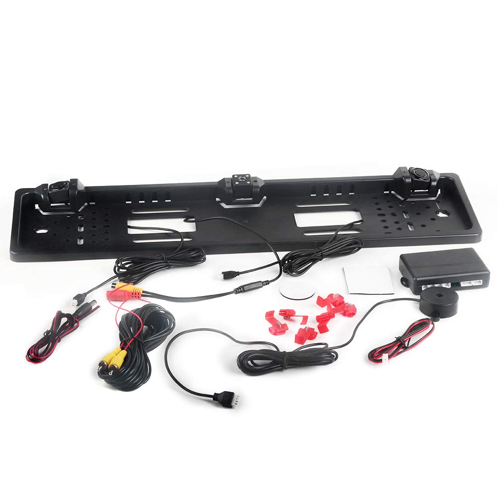 European License Plate Frame With 12 LED Camera - Reversing Display Parking Sensor Car Accessories Rear View Mount