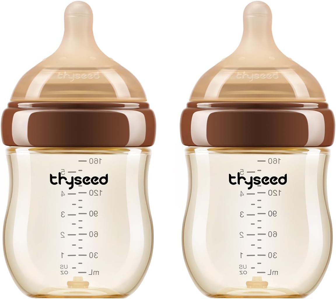 Thyseed Natural Anti-Colic Baby Bottle (PPSU（0+ Months (5 Ounce) 2 Pack）)