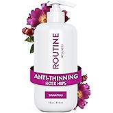Routine Wellness Anti-Thinning Shampoo for Thinning Hair - Biotin DHT Blocker Women & Men - Color Safe Shampoo for Hair Loss & Healthy Hair - Rose Hips - 14oz