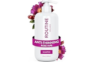 Routine Wellness Anti-Thinning Shampoo for Thinning Hair - Biotin DHT Blocker Women & Men - Color Safe Shampoo for Hair Loss & Healthy Hair - Rose Hips - 14oz