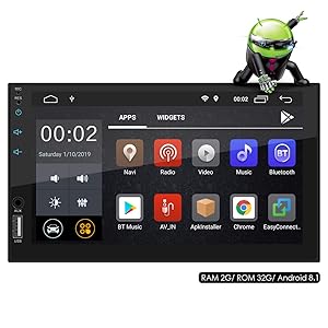 Favoto Car Stereo Double Din Android GPS Navigation 1024x600P 7 Inch Capacitive Touch Screen in Dash Multimedia Car Radio Support WiFi Mirror Link Bluetooth Reverse Image with [Gift 16GB TF Card]