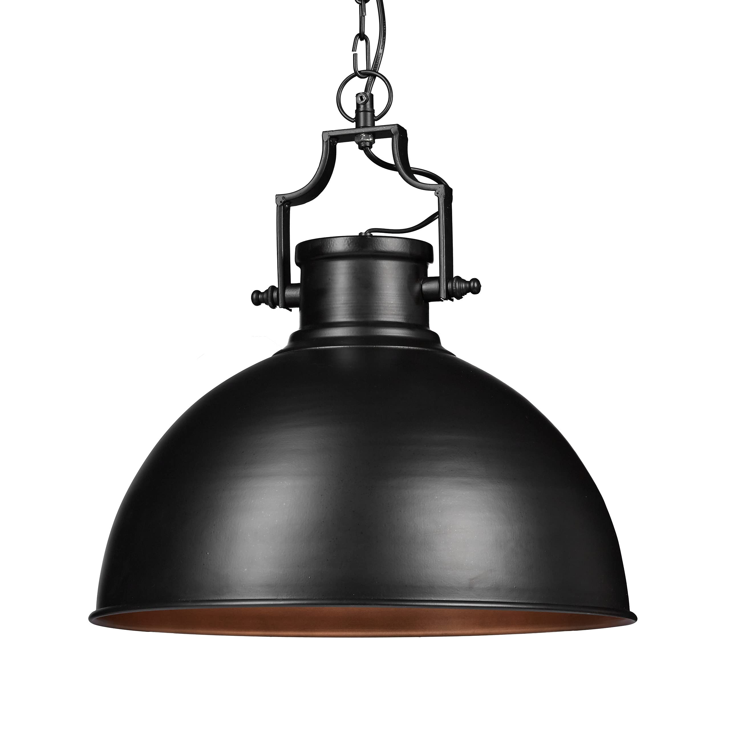 Relaxdays Industrial Design Pendant Light in Shabby Look, Decor for Dining Room, LED, Hanging Lamp, D=40.5 cm, Black, Iron, 40 W