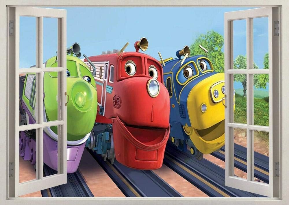 Pegatinas de pared - 3D- Tren niños personaje ventana pared pegatina