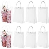 FRCOLOR 8 Pcs Clear Plastic Bags with Handles 9.05 X 6.69 X 2.75 Inch Reusable Transparent Party Favor Bags for Wedding Birthday Halloween Christmas Wrapping