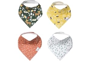 Baby Bandana Drool Bibs for Drooling and Teething 4 Pack Gift Set “Atwood” by Copper Pearl X-Small
