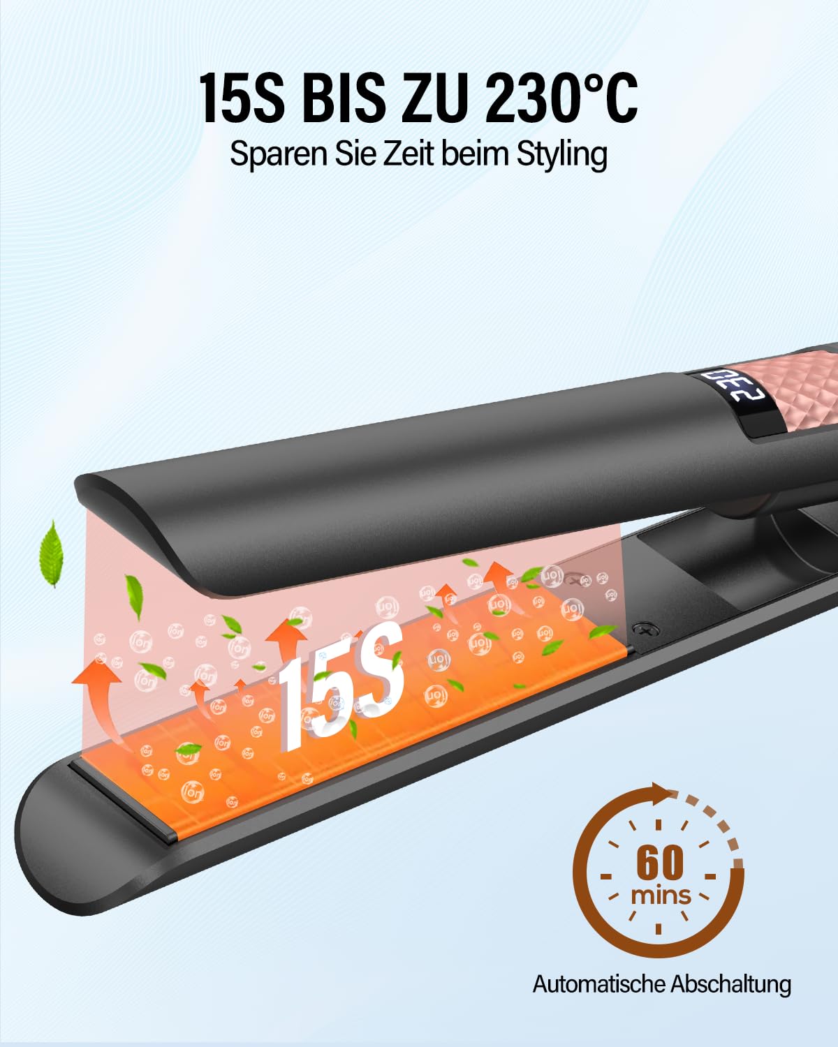 BESTOPE MIX Glätteisen, 25MM Glatteiseisen Locken und Glätten 2 in 1 Keramikbeschichtung LCD-Display, Ultra Schnelles Aufheizen für dickes, krauses und langes Haar, Haarglätter 80-230°C, Schwarz 4