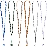 PH PandaHall 6pcs Ramadan Tasbih Prayer 99 Beads Islam Prayer Tasbih 7mm Rosary Muslim Misbaha Tasbeeh Necklace with Allah & Muhammad Names Engraved Gifts for Women Men, 6 Colors